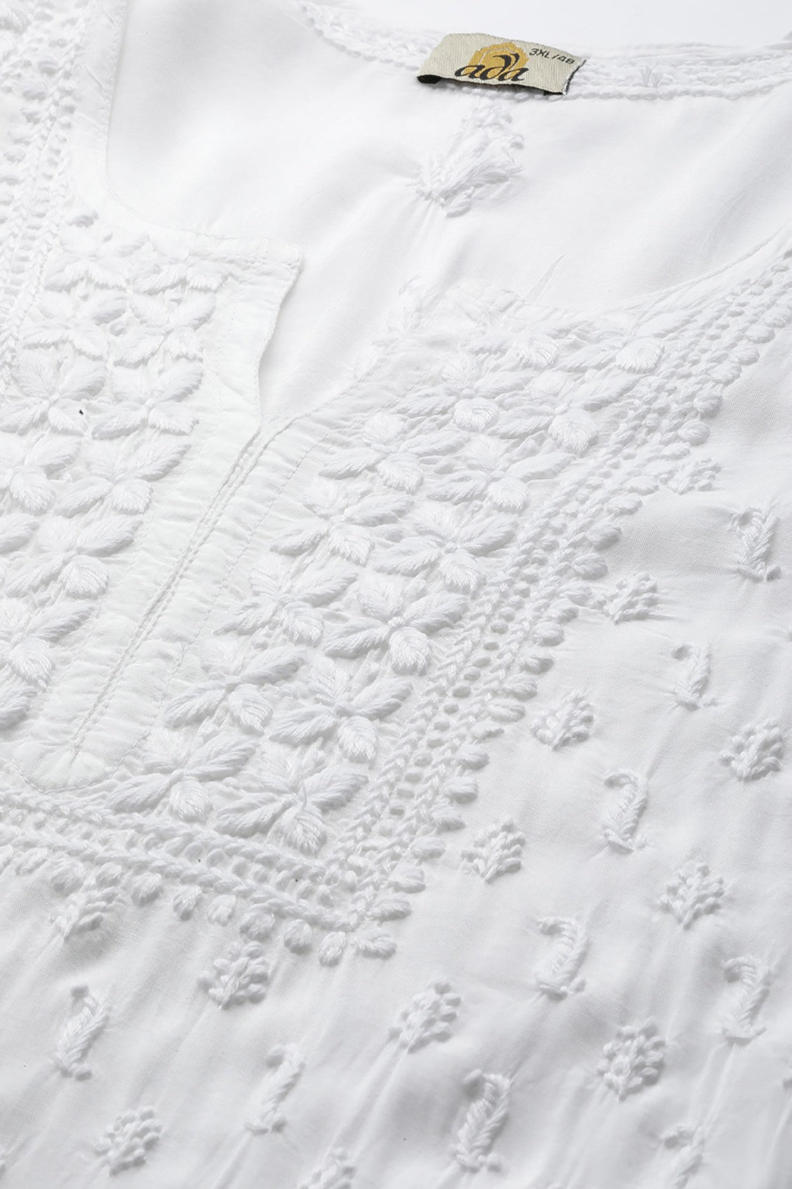 Ada Hand Embroidered White Muslin Lucknowi Chikankari Kurta A411141