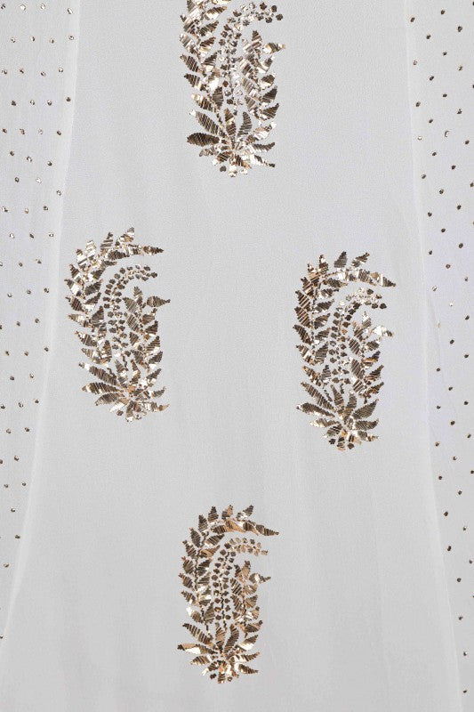 Ada Hand Embroidered White Georgette Lucknowi Chikankari Lehenga Skirt with Muqaish Work (only skirt) A414390