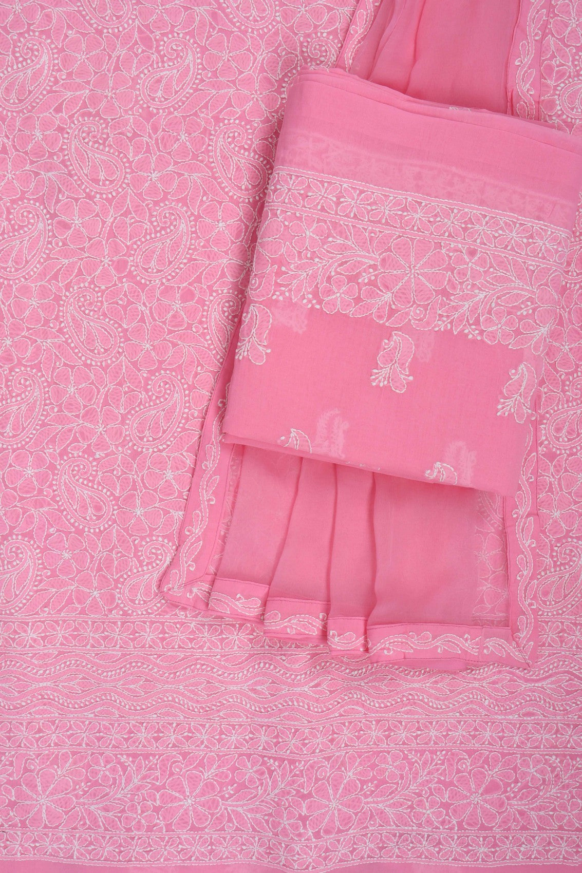 Ada Hand Embroidered Pink Cotton Lucknowi Chikankari Unstitched Suit Piece 01A170176