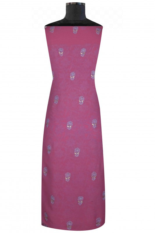 Ada Hand Embroidered Mauve Pure Georgette Lucknowi Chikan Unstitched Kurta Dupatta Set With Gota Patti Work A555296