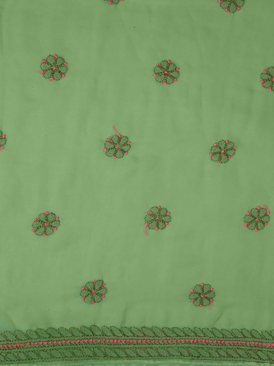 Ada Hand Embroidered Green Georgette Lucknowi Chikankari Unstitched Suit Piece A211191