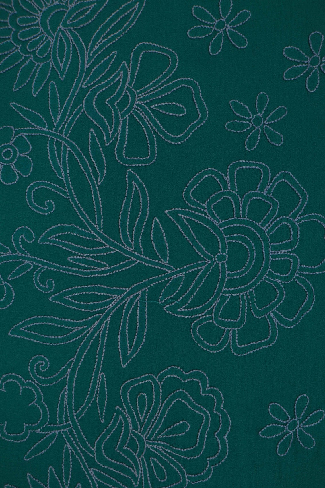 Ada Hand Embroidered Dark Green Pure Georgette Lucknowi Chikankari Saree with Blouse 01A100068