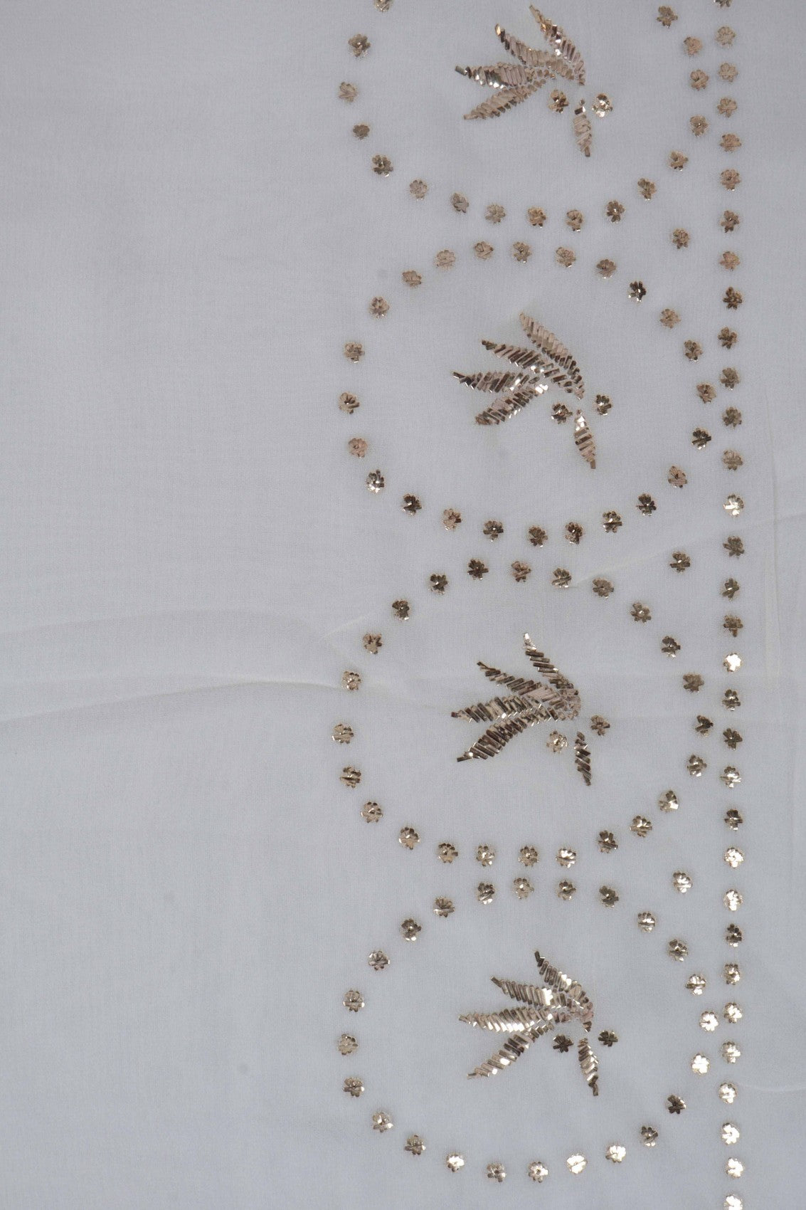 Ada Hand Embroidered Off White Pure Georgette Lucknowi Chikankari Unstitched Kurta Dupatta Set With Muqaish Work A580365