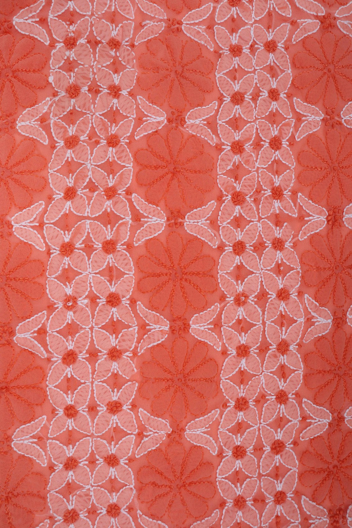 Ada Hand Embroidered Peach Georgette Lucknowi Chikankari Unstitched Suit Piece 01A151212