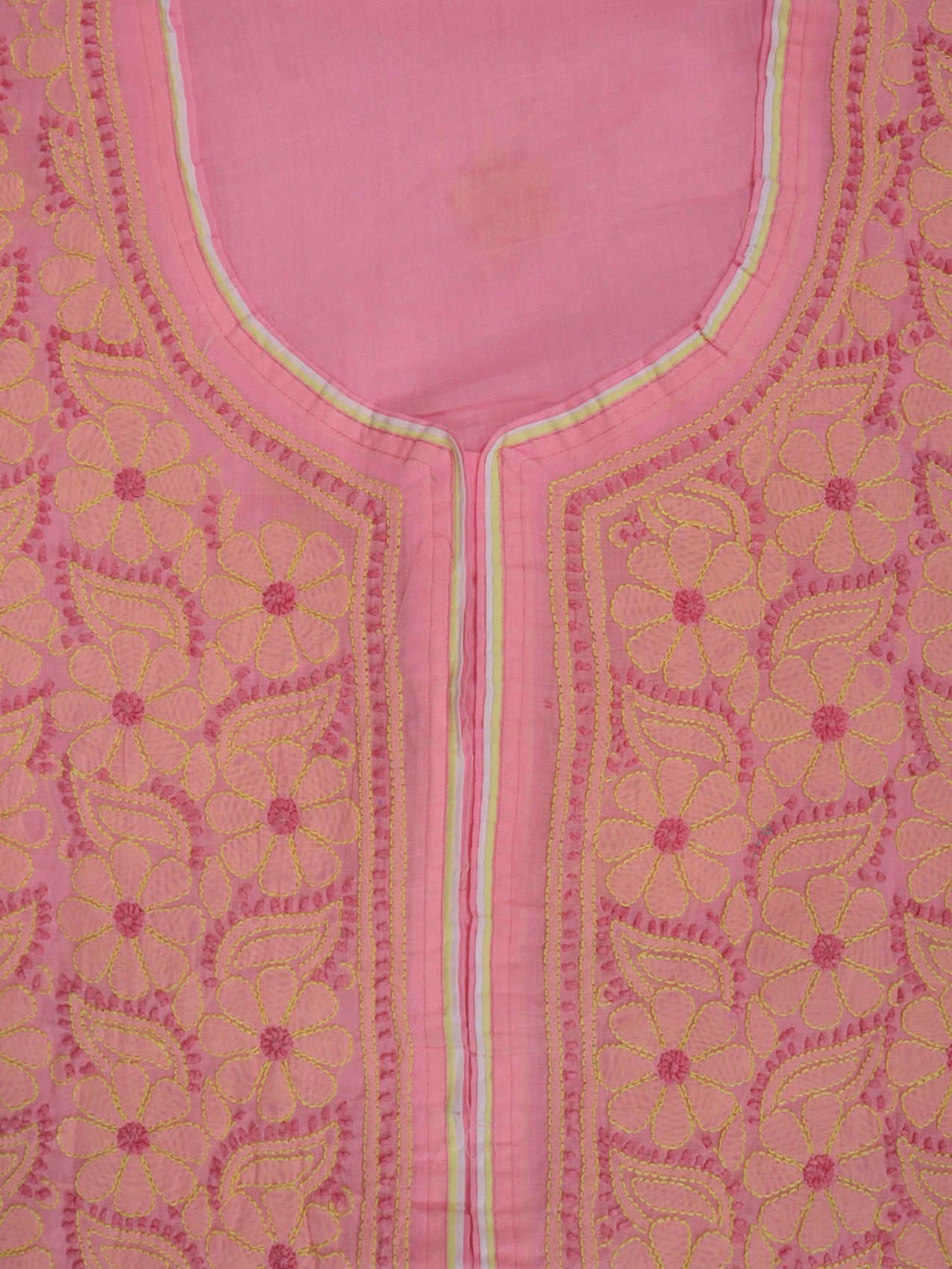Ada Hand Embroidered Pink Cotton Lucknowi Chikankari Unstitched Suit Piece 01A193487