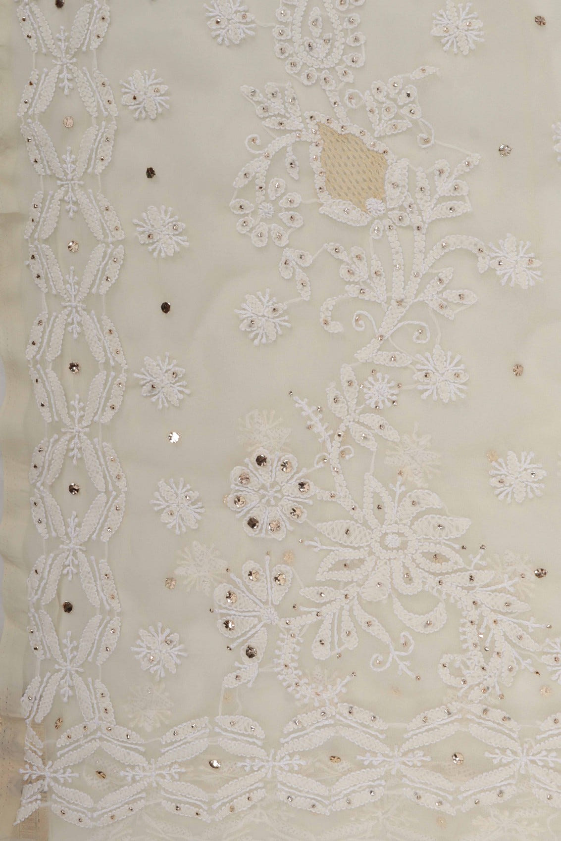 Ada Hand Embroidered Fawn Georgette Lucknowi Chikankari Saree/Blouse With Muqaish Work A516684