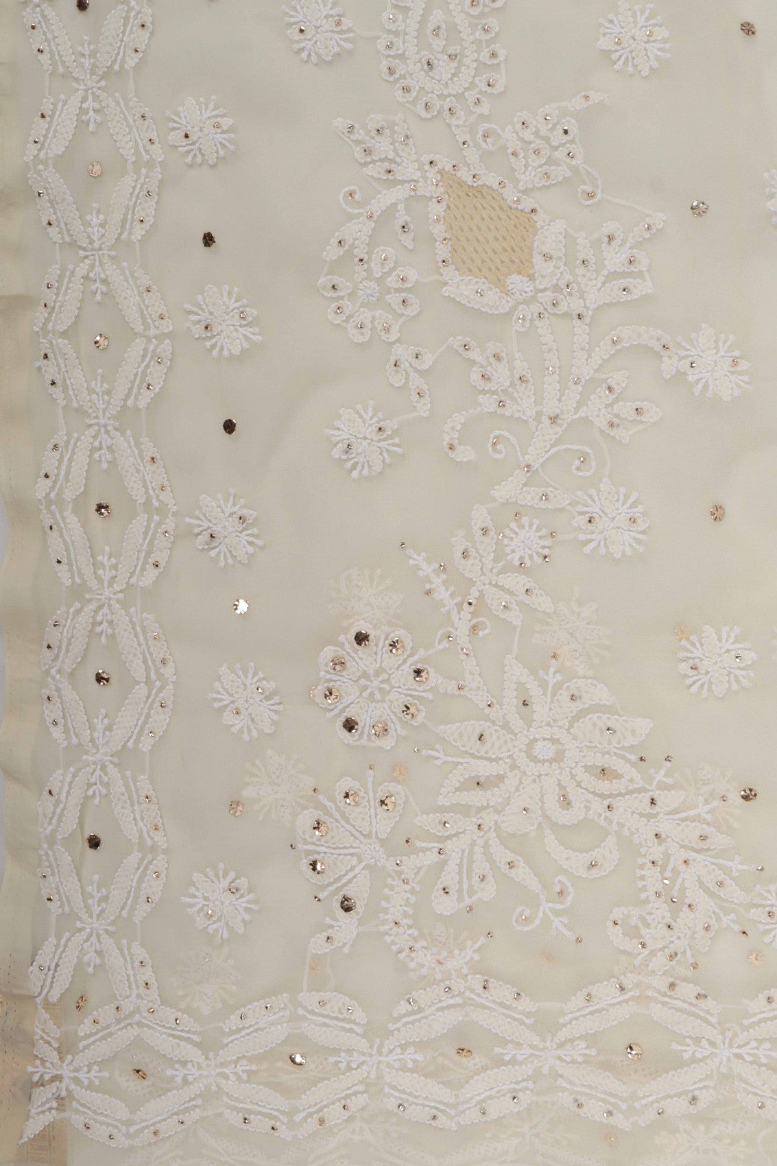 Ada Hand Embroidered Fawn Georgette Lucknowi Chikankari Saree/Blouse With Muqaish Work A516684