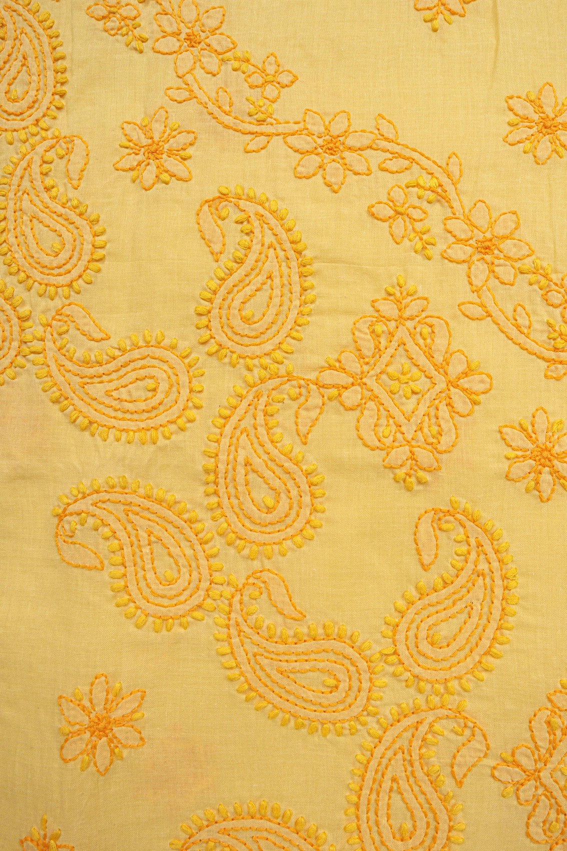 Ada Hand Embroidered Yellow Cotton Lucknowi Chikankari Unstitched Suit Piece A595134