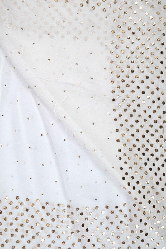 Ada Hand Embroidered White Georgette Lucknowi Chikankari Dupatta with Muqaish Work A589428