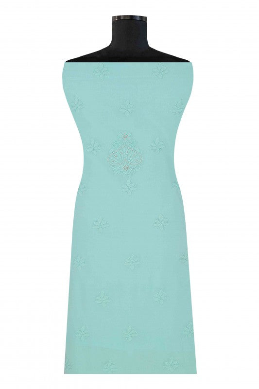 Ada Hand Embroidered Sea Green Georgette Lucknowi Chikan Unstitched Kurta Piece A501429