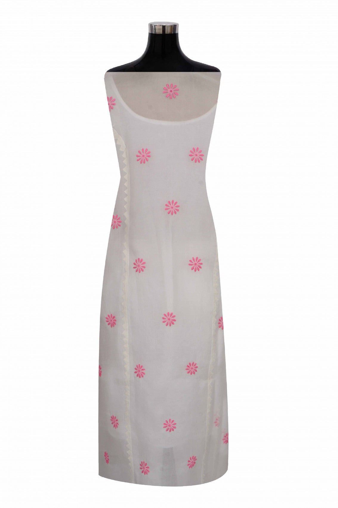 Ada Hand Embroidered Cream Organza Lucknowi Chikankari Unstitched Kurta Dupatta Set 01A264423