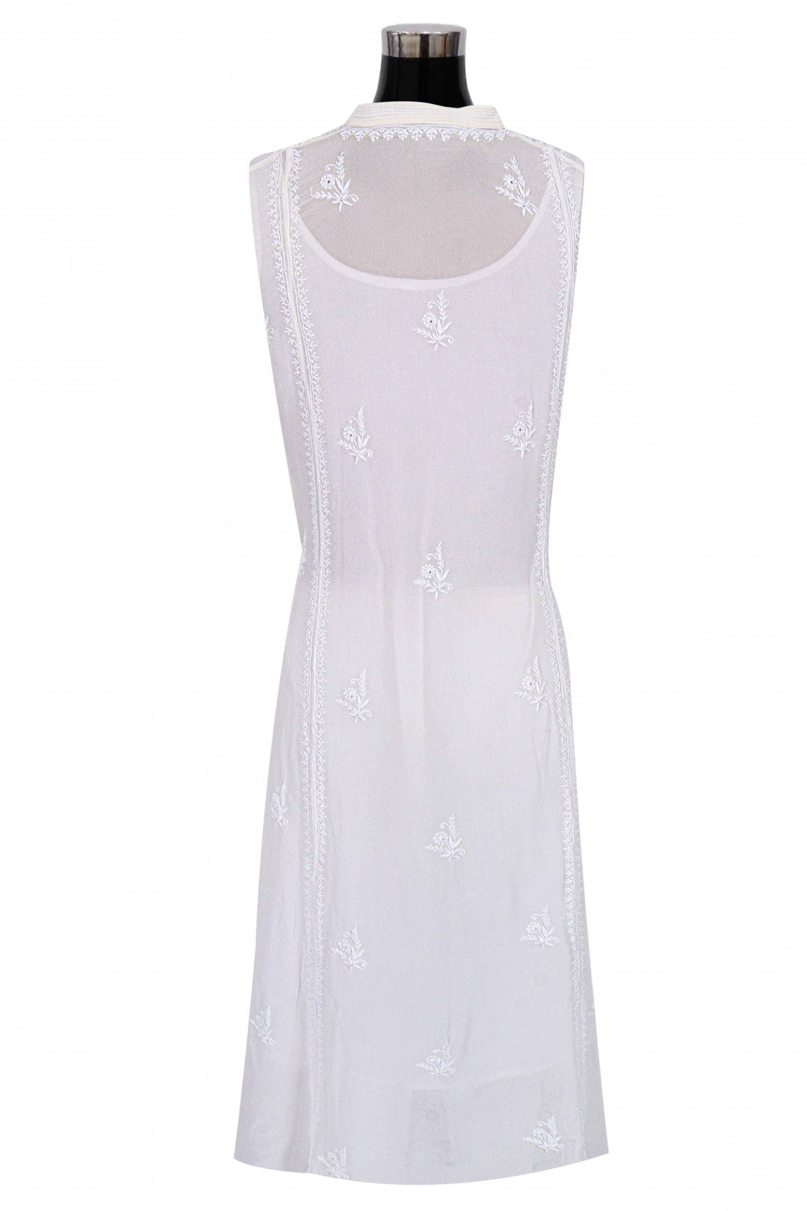 Ada Hand Embroidered Off White Pure Georgette Lucknowi Chikankari Semi-Stitched Kurta Piece A484764