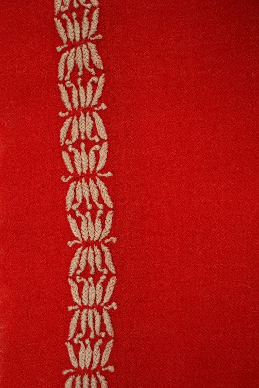 Ada Hand Embroidered Red Pashmina Lucknowi Chikankari Woolen Stole A243457