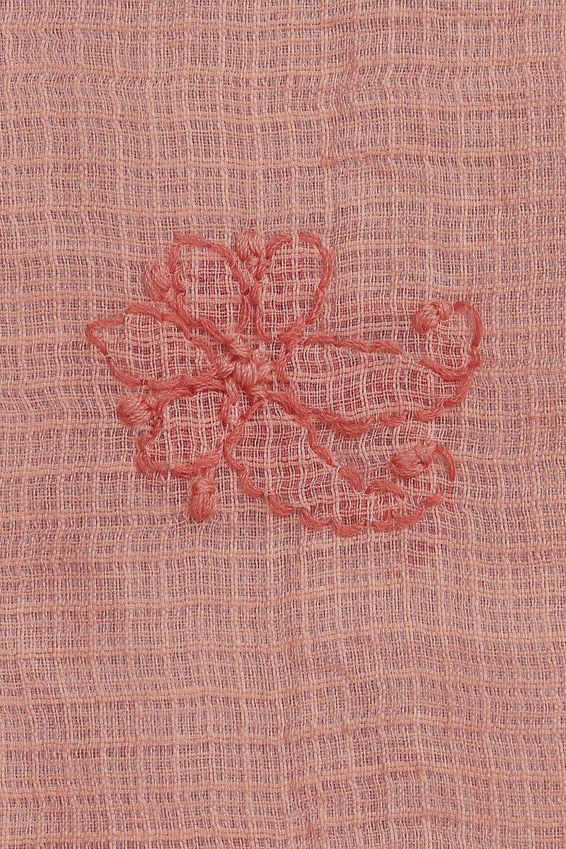 Ada Hand Embroidered Salmon Peach Kota Chikan Unstitched Kurta Dupatta Set- A596886
