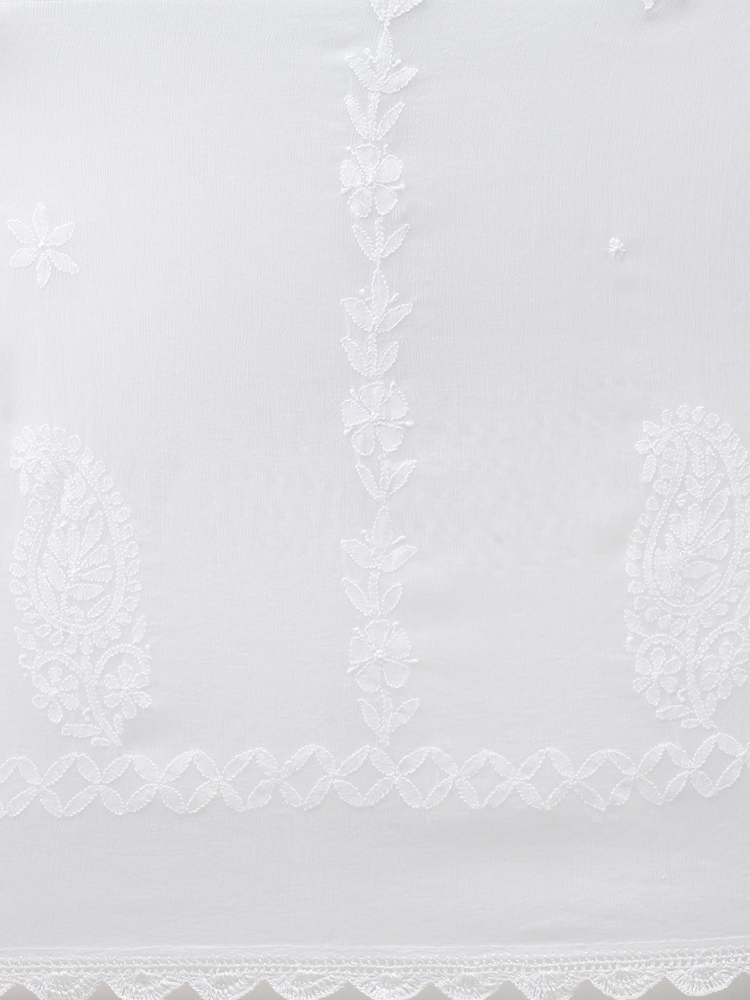 Ada Hand Embroidered White Chiffon Lucknowi Chikankari Dupatta -A511180