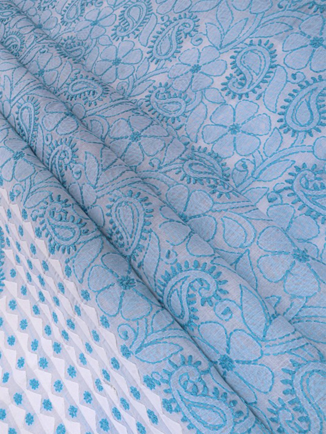 Ada Hand Embroidered White Cotton Lucknowi Chikankari Unstitched Suit Piece 01A106218