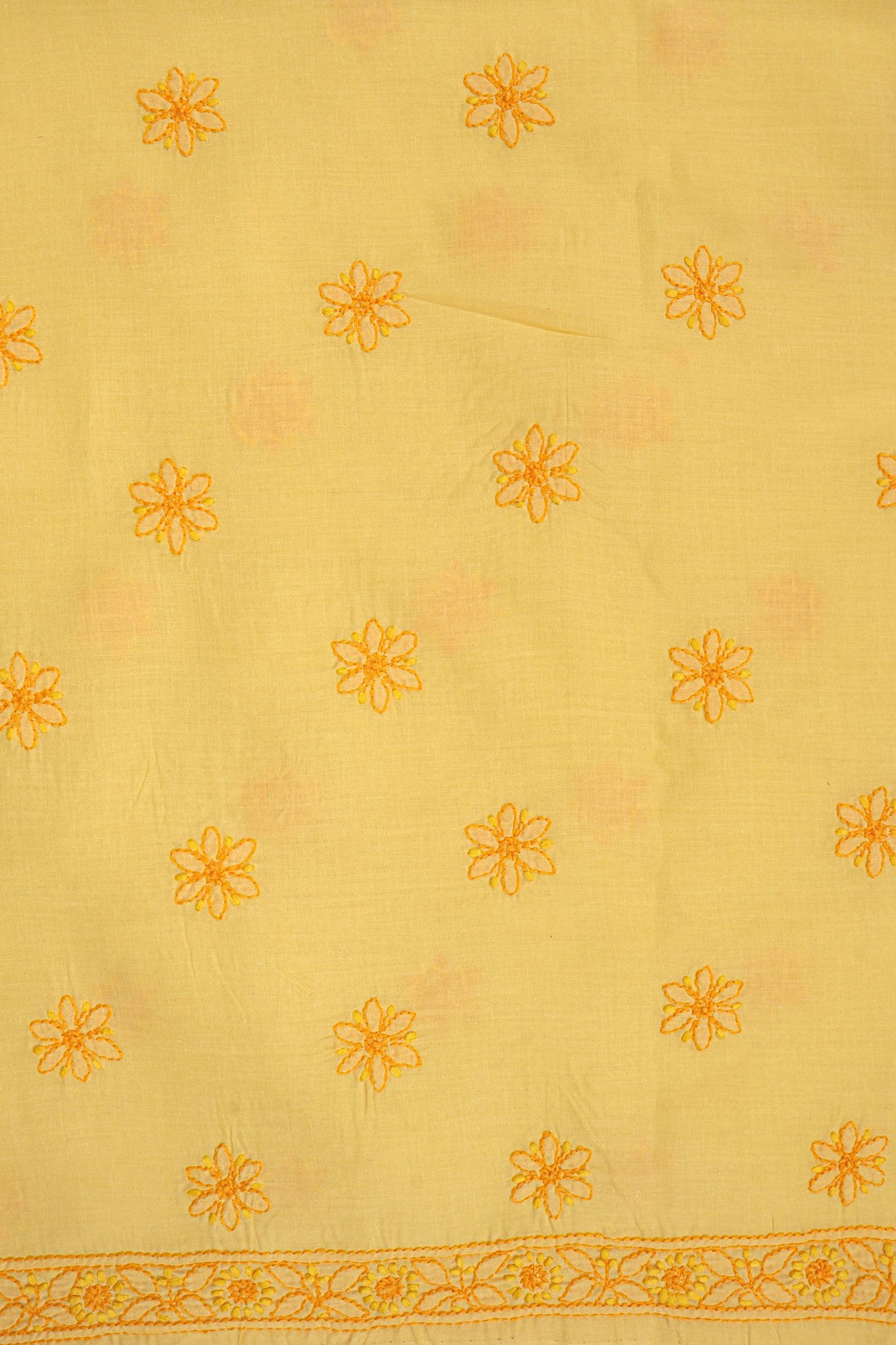 Ada Hand Embroidered Yellow Cotton Lucknowi Chikankari Unstitched Suit Piece A595134