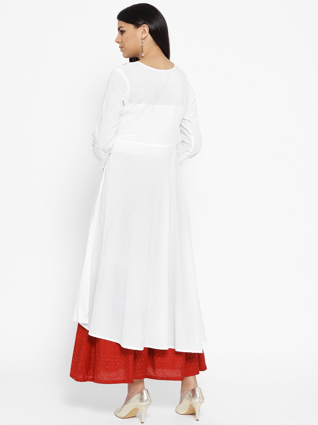 Ada Hand Embroidered White Cotton Lucknowi Chikankari Straight Kurta With Muqaish Work A100053