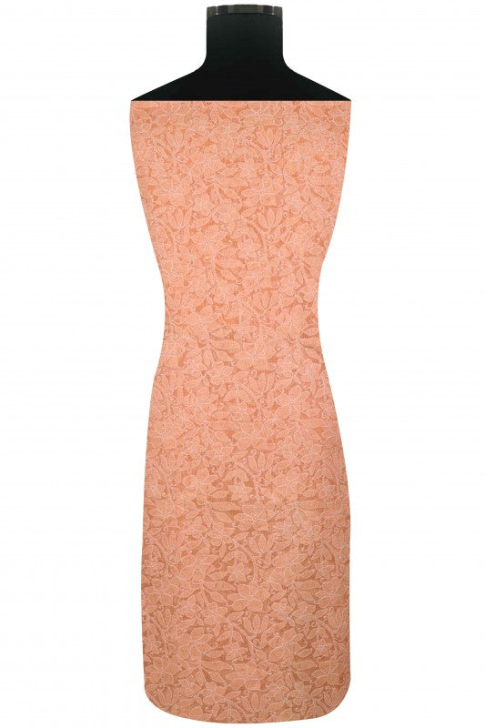 Ada Hand Embroidered Peach Kota Lucknowi Chikan Unstitched Kurta Piece A185756