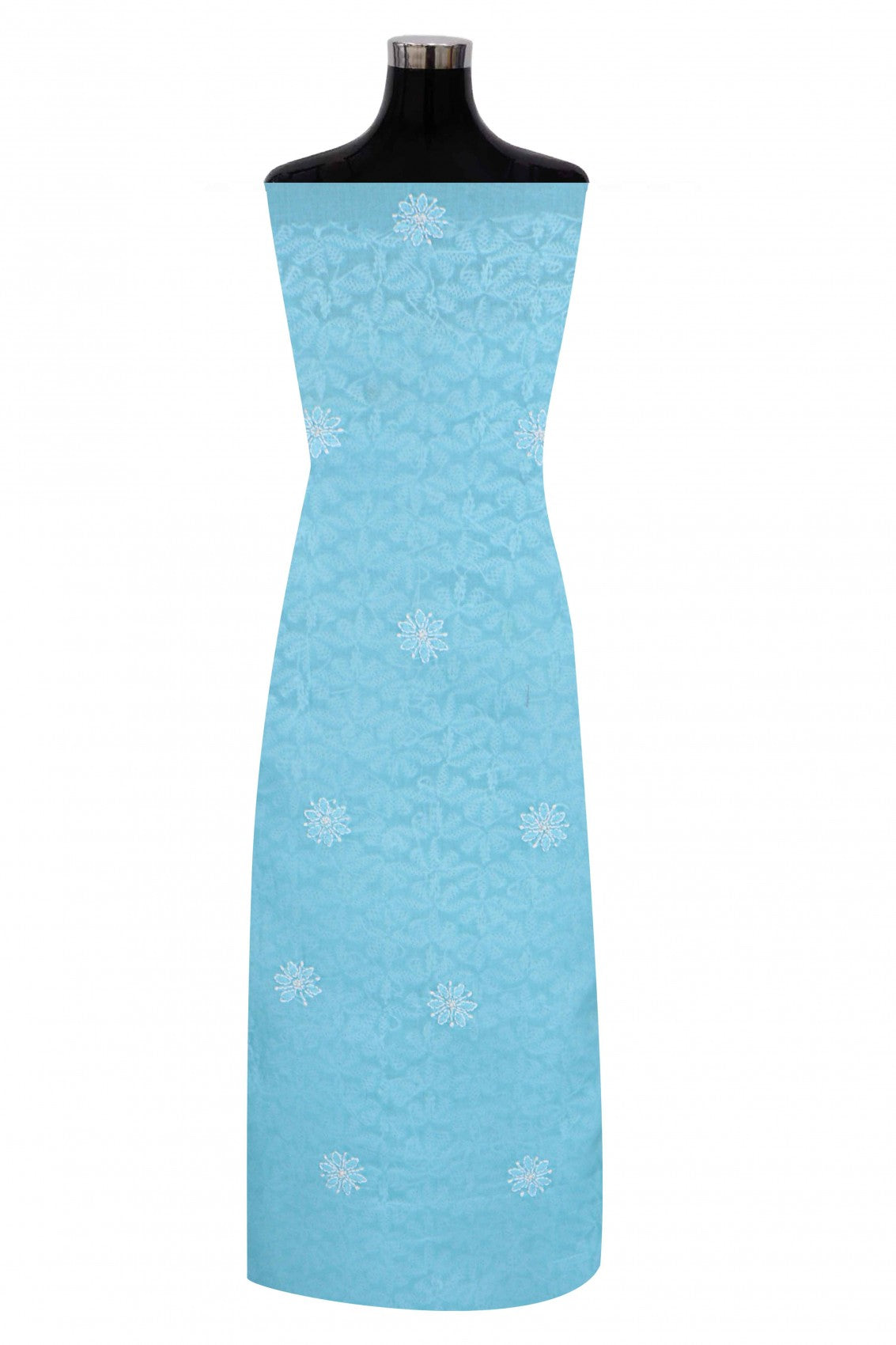 Ada Hand Embroidered Sky Blue Cotton Lucknowi Chikankari Unstitched Suit Piece 01A189033