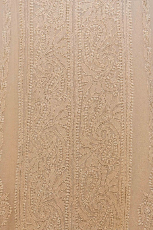 Ada Hand Embroidered Fawn/ Sepia Shaded Georgette Chikan Semi-stitched Anarkali Kurta A484773