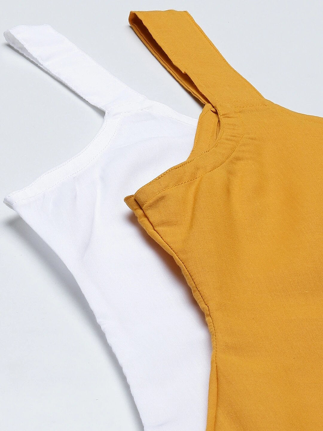 Ada White & Mustard Cotton Short Slips Combo of 2 A111162.