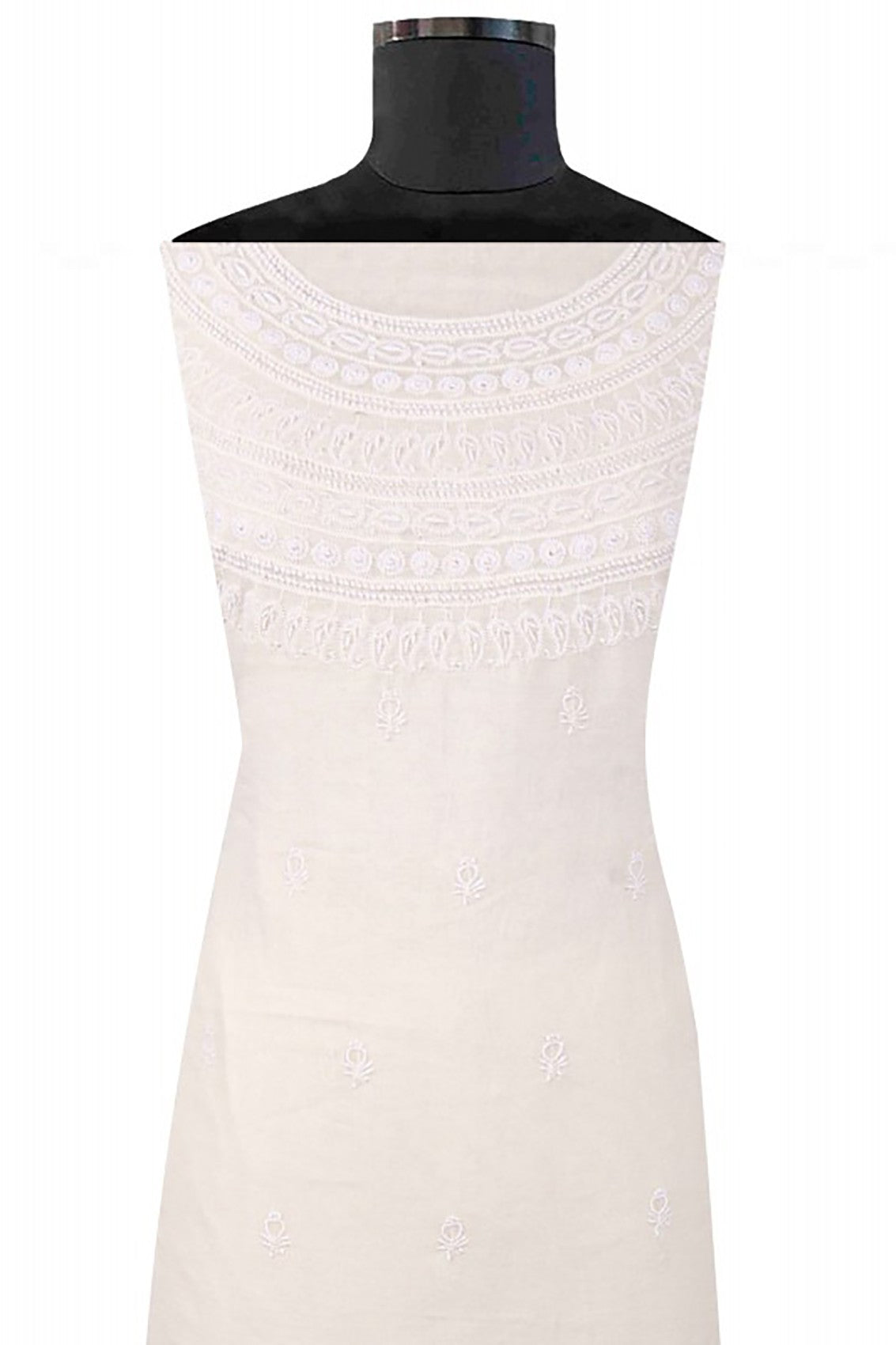 Ada Hand Embroidered Cream Cotton Lucknowi Chikankari Kurta Piece A136889