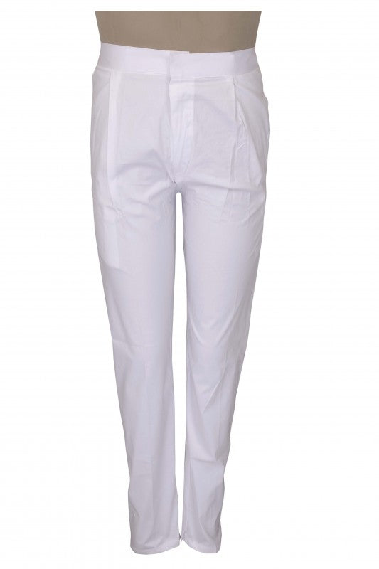 Ada White Cotton Plain Men's Pant Cut Lower A711149