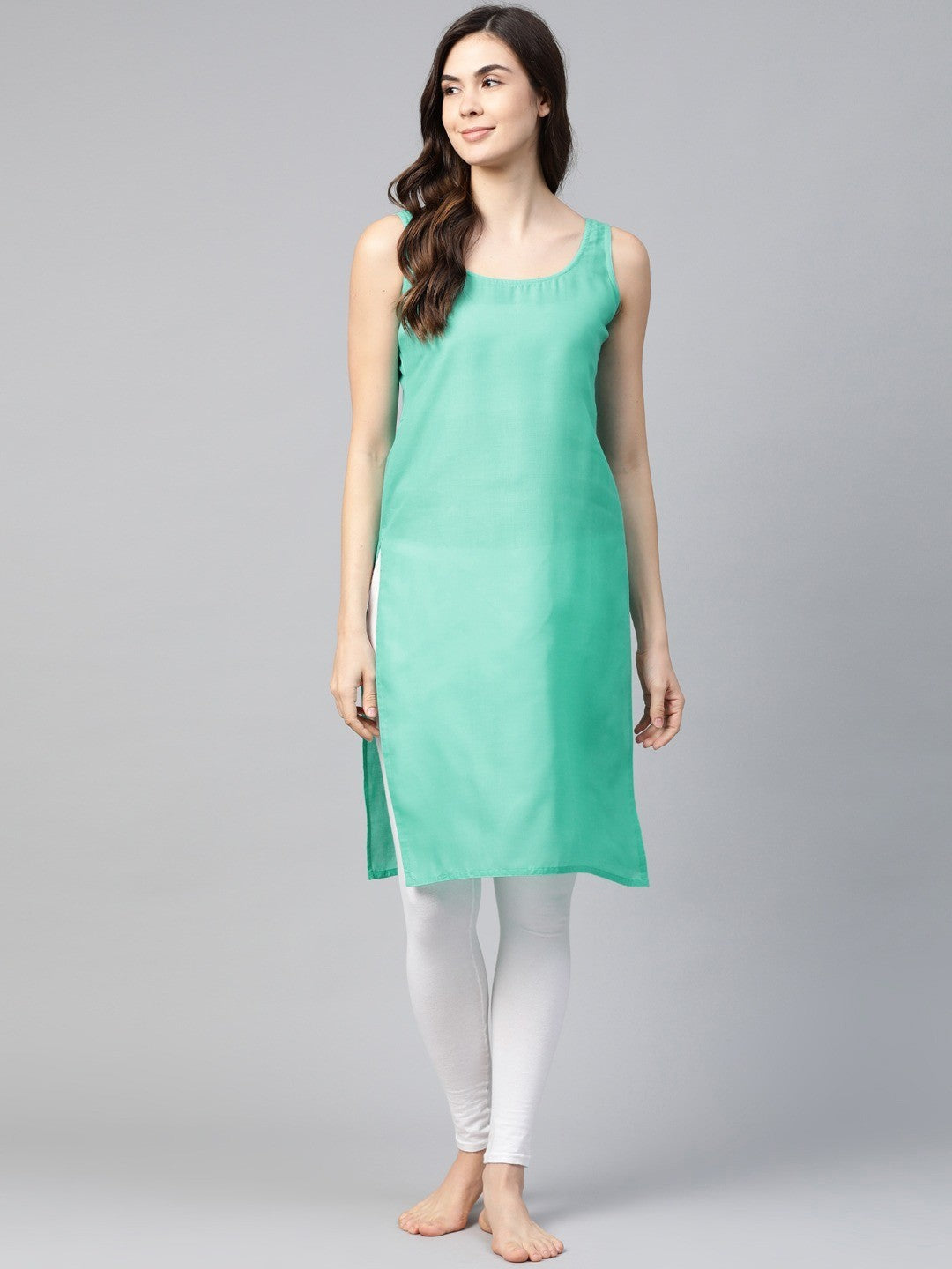 Ada Black And Turquoise Blue Cotton Long Slips Combo of 2 A111133.