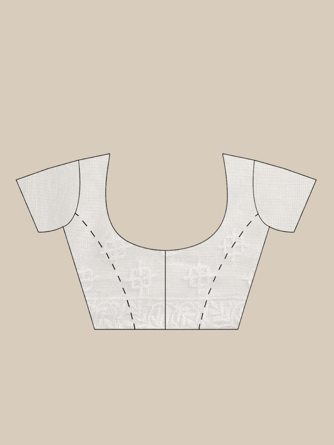 Ada Hand Embroidered White Kota Lucknow Chikan Saree With Blouse- A311117