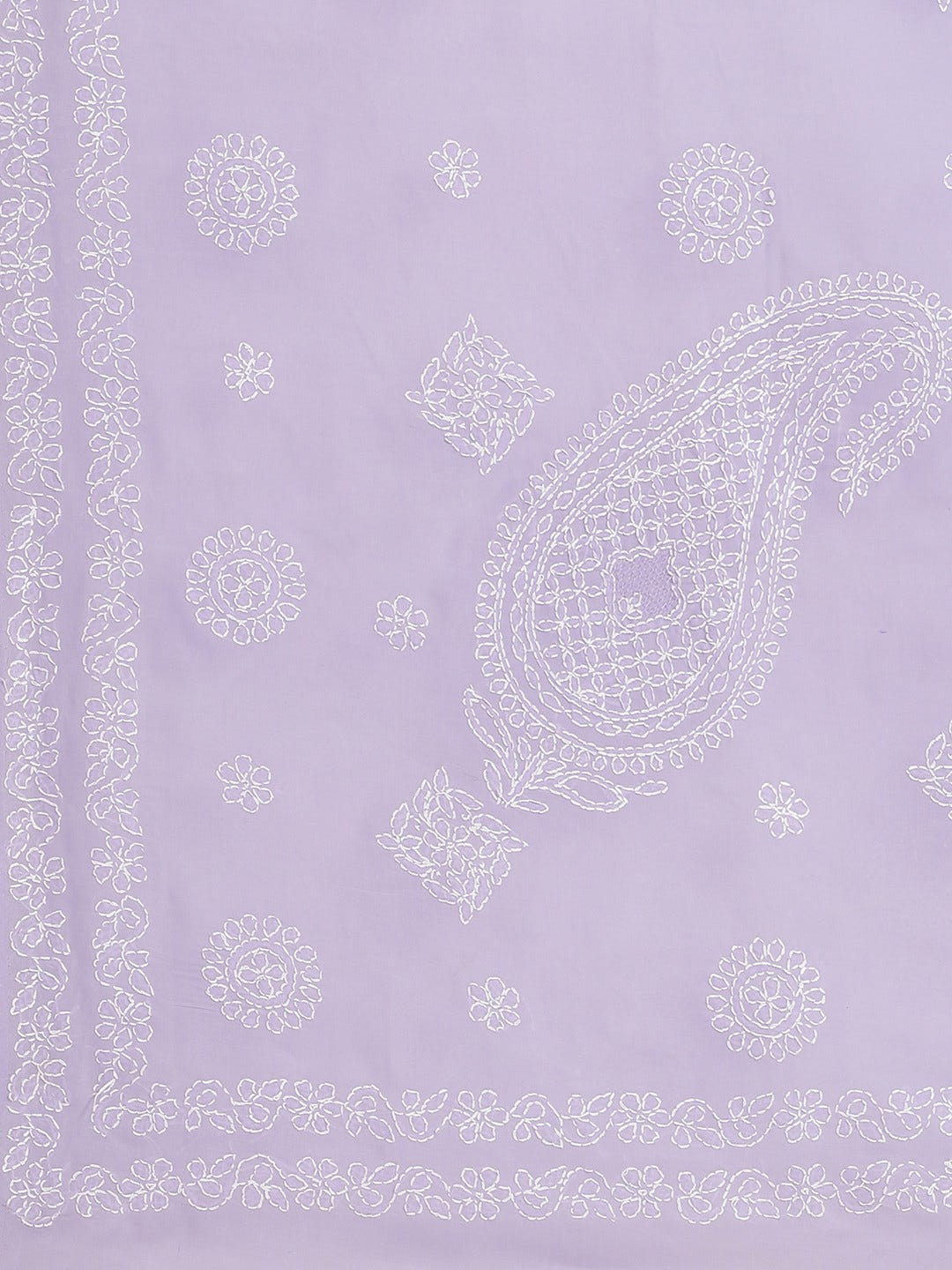 Ada Hand Embroidered Mauve Cotton Lucknow Chikan Saree With Blouse-A311223