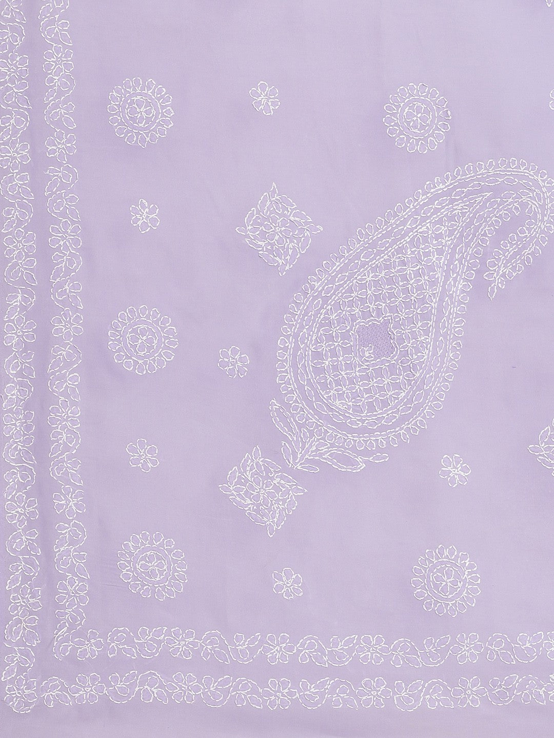 Ada Hand Embroidered Mauve Cotton Lucknow Chikan Saree With Blouse-A311223