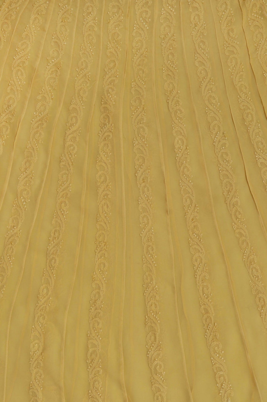 Ada Hand Embroidered Yellow Georgette Lucknowi Chikankari Semi-Stitched Anarkali Kurta Piece 01A180901