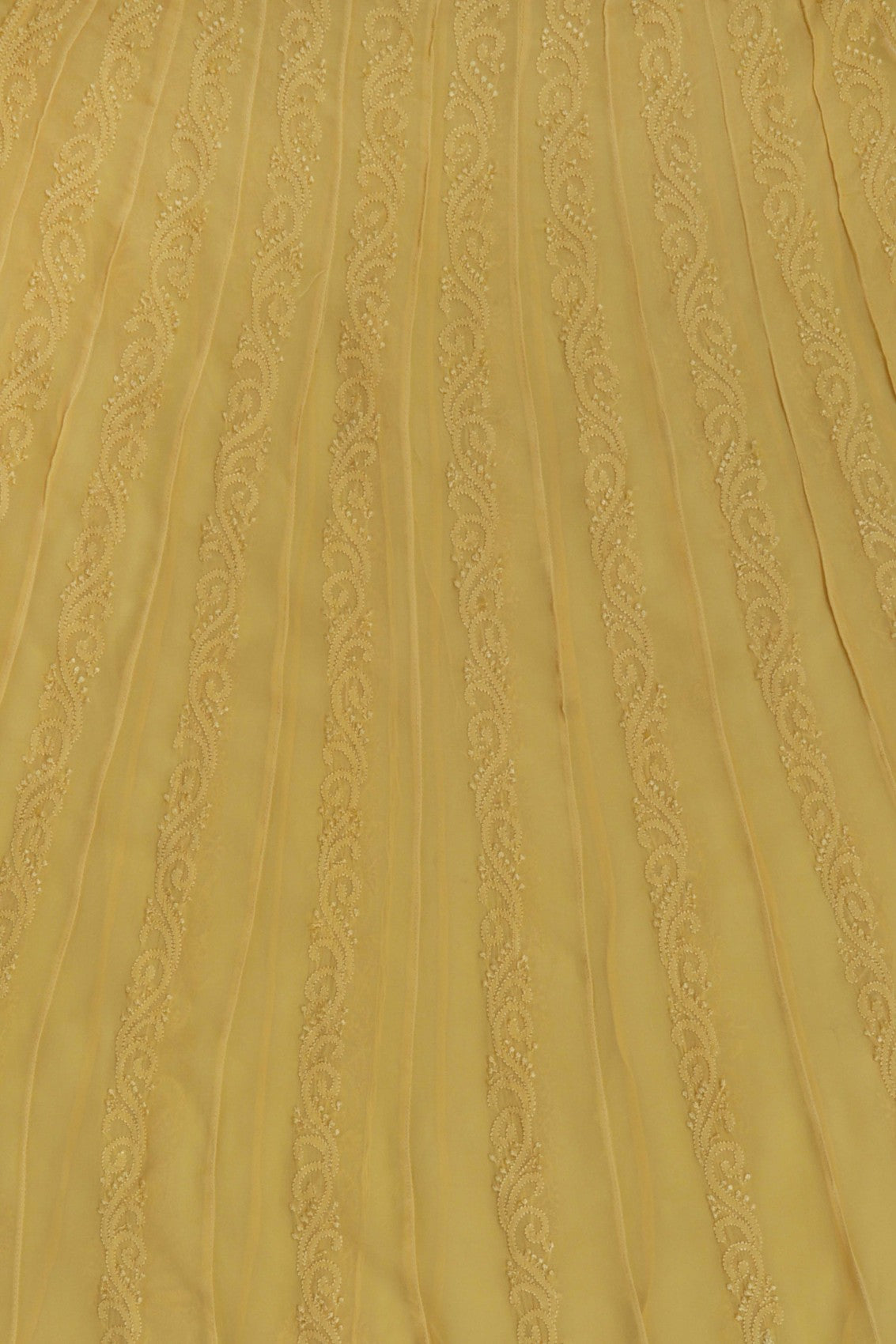 Ada Hand Embroidered Yellow Georgette Lucknowi Chikankari Semi-Stitched Anarkali Kurta Piece 01A180901