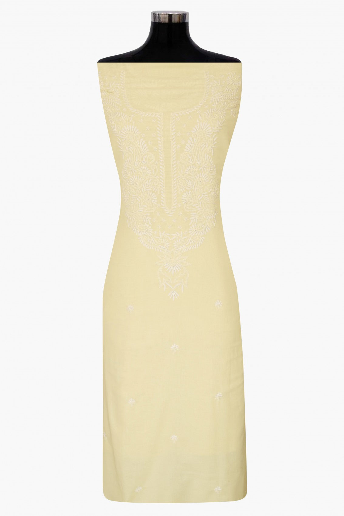 Ada Hand Embroidered Lemon Cotton Lucknowi Chikankari Unstitched Suit Piece 01A310179
