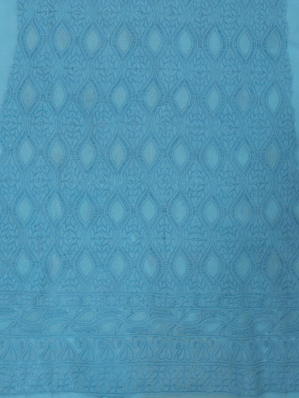 Ada Hand Embroidered Blue Cotton Lucknowi Chikankari Unstitched Suit Piece 01A193629