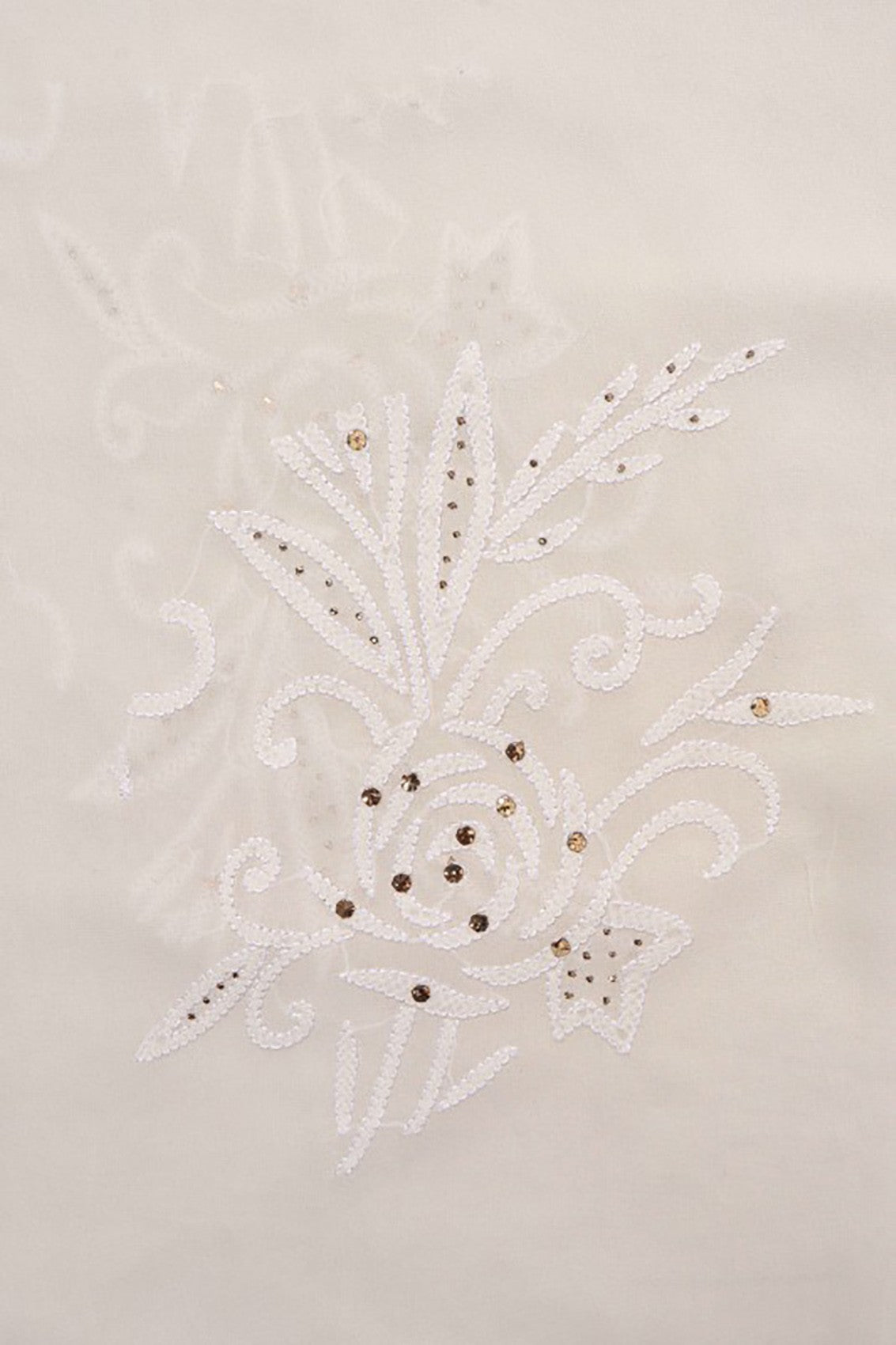 Ada Hand Embroidered Off White Pure Georgette Lucknowi Chikankari Saree/Blouse With Muqaish Work A623094