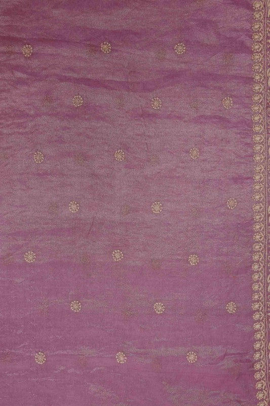 Ada Hand Embroidered Byzantium Purple Tissue Lucknowi Chikankari Saree With Blouse- A615151