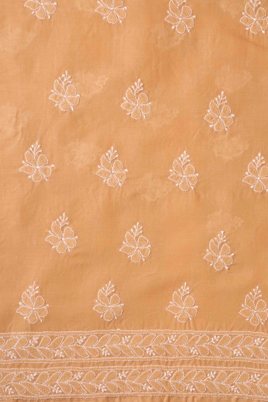 Ada Hand Embroidered Fawn Cotton Lucknowi Chikan Unstitched Suit Piece A614594