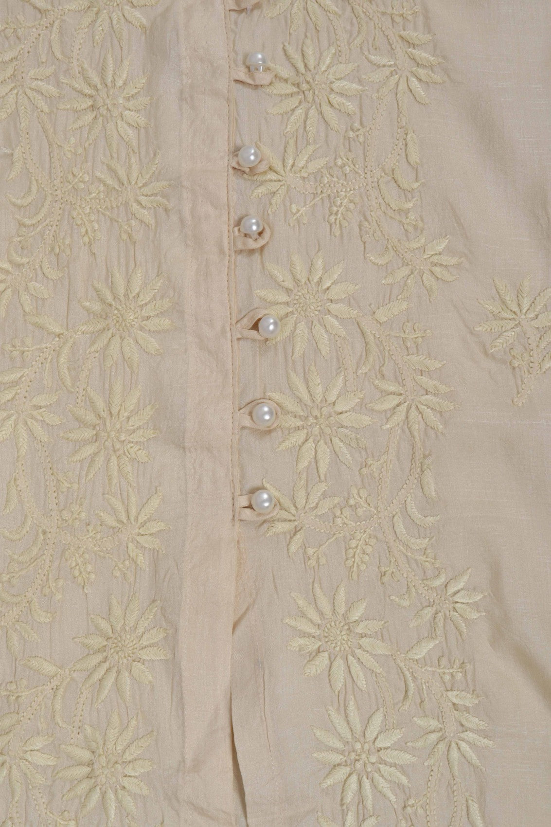 Ada Hand Embroidered Light fawn Silk Lucknow Chikankari Kurta Piece A555325