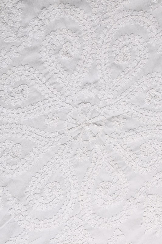 Ada Hand Embroidered White Cotton Lucknowi Chikankari Table Cover A478298