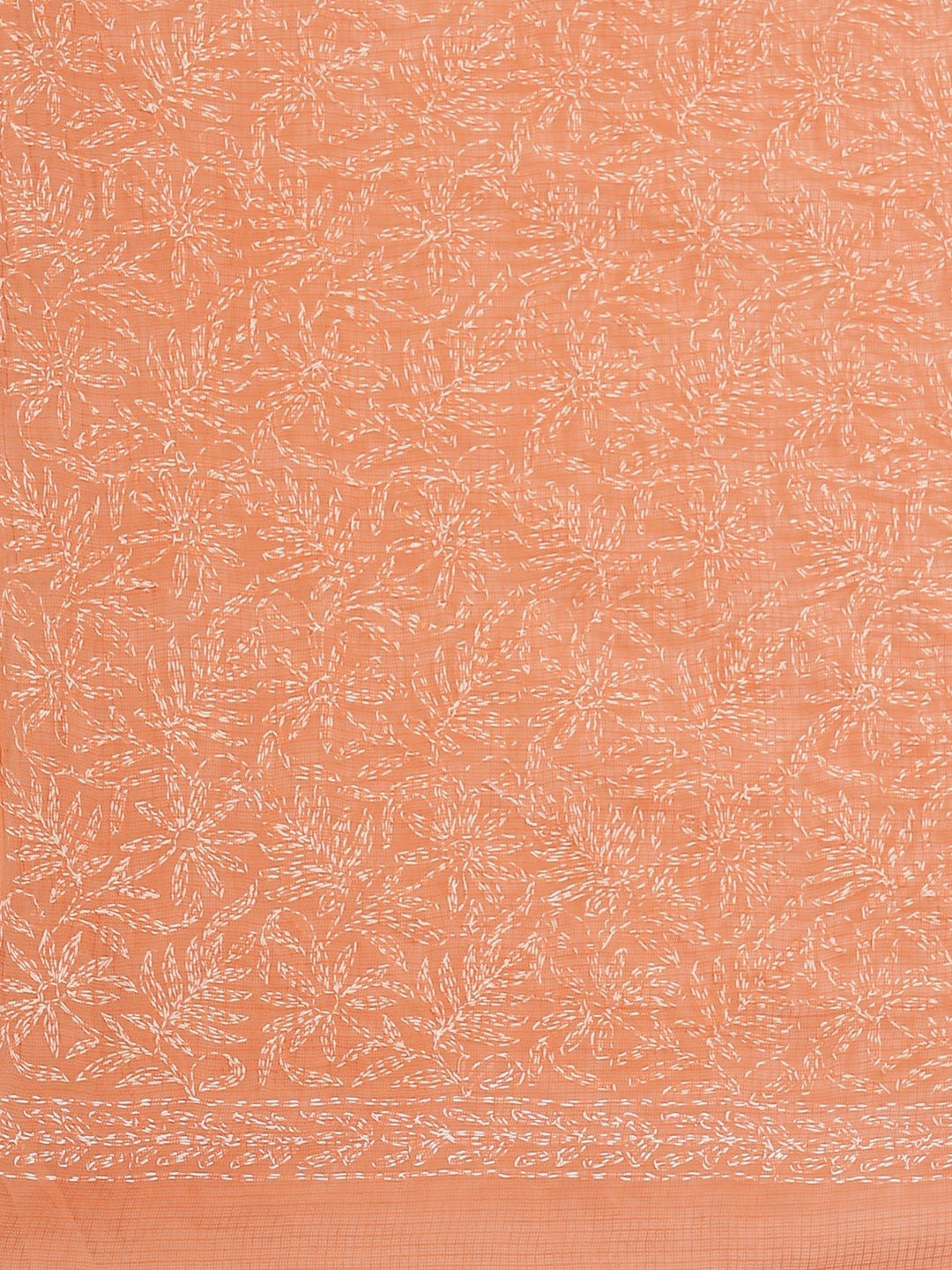 Ada Hand Embroidered Orange Kota Lucknow Chikan Saree With Blouse- A311229  4890.00