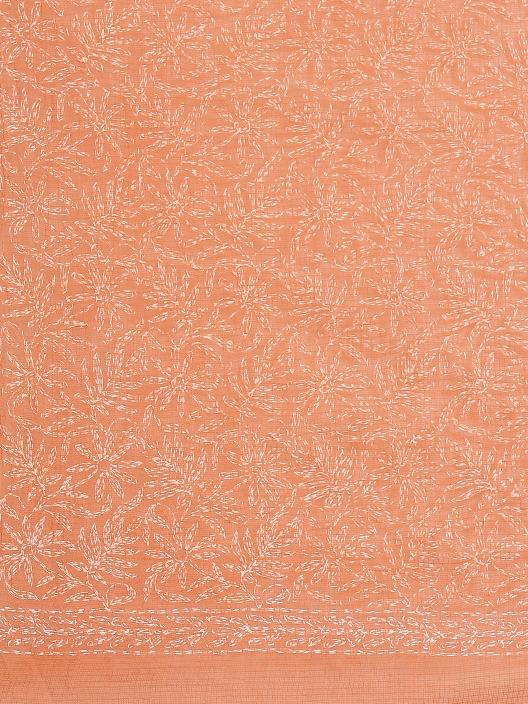 Ada Hand Embroidered Orange Kota Lucknow Chikan Saree With Blouse- A311229  4890.00