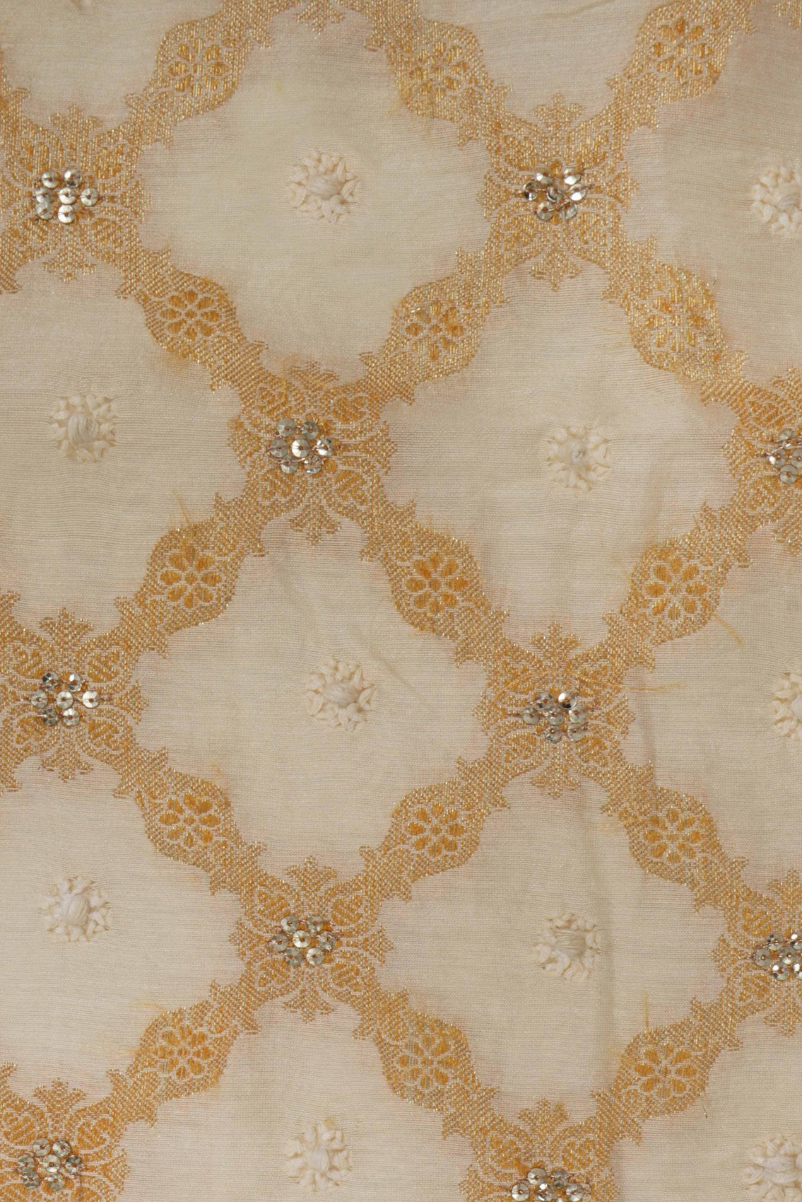 Ada Hand Embroidered Fawn Chanderi Lucknowi Chikankari Saree With Blouse With Zari Work A302299