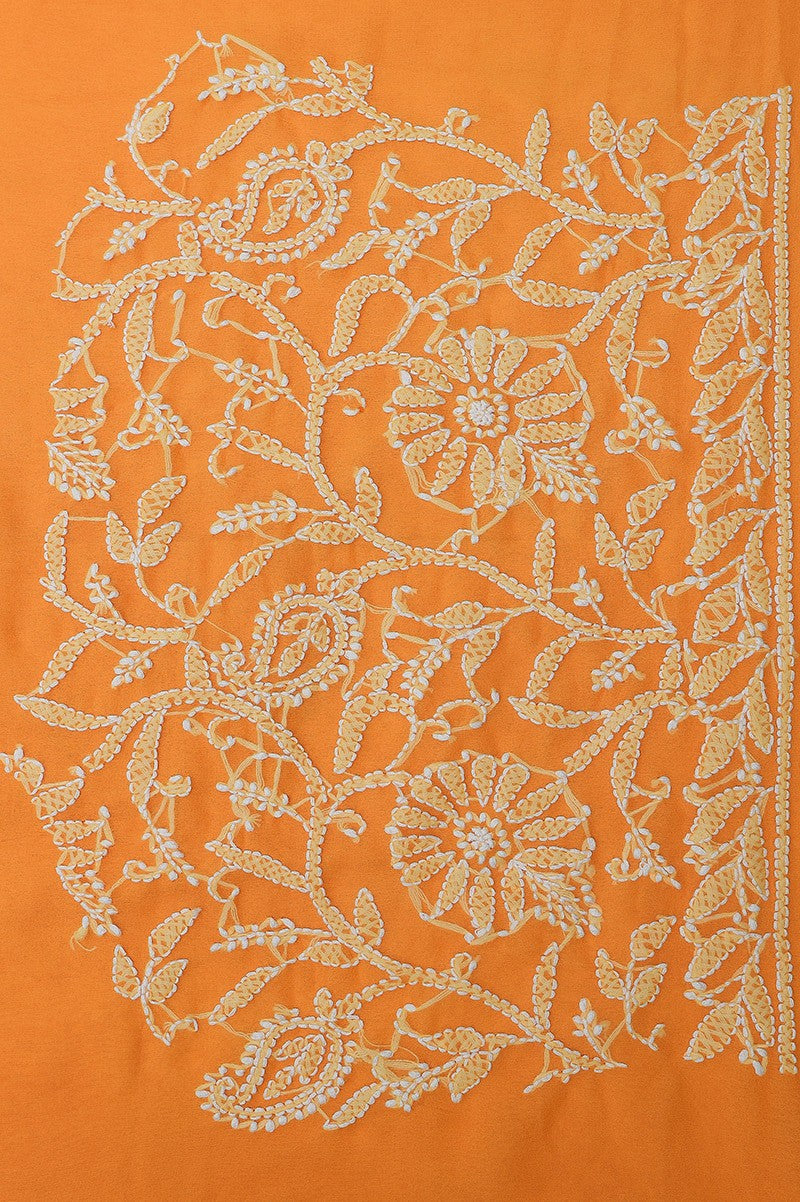 Ada Hand Embroidered Yellow Georgette Lucknowi Chikankari Saree with Blouse A607799