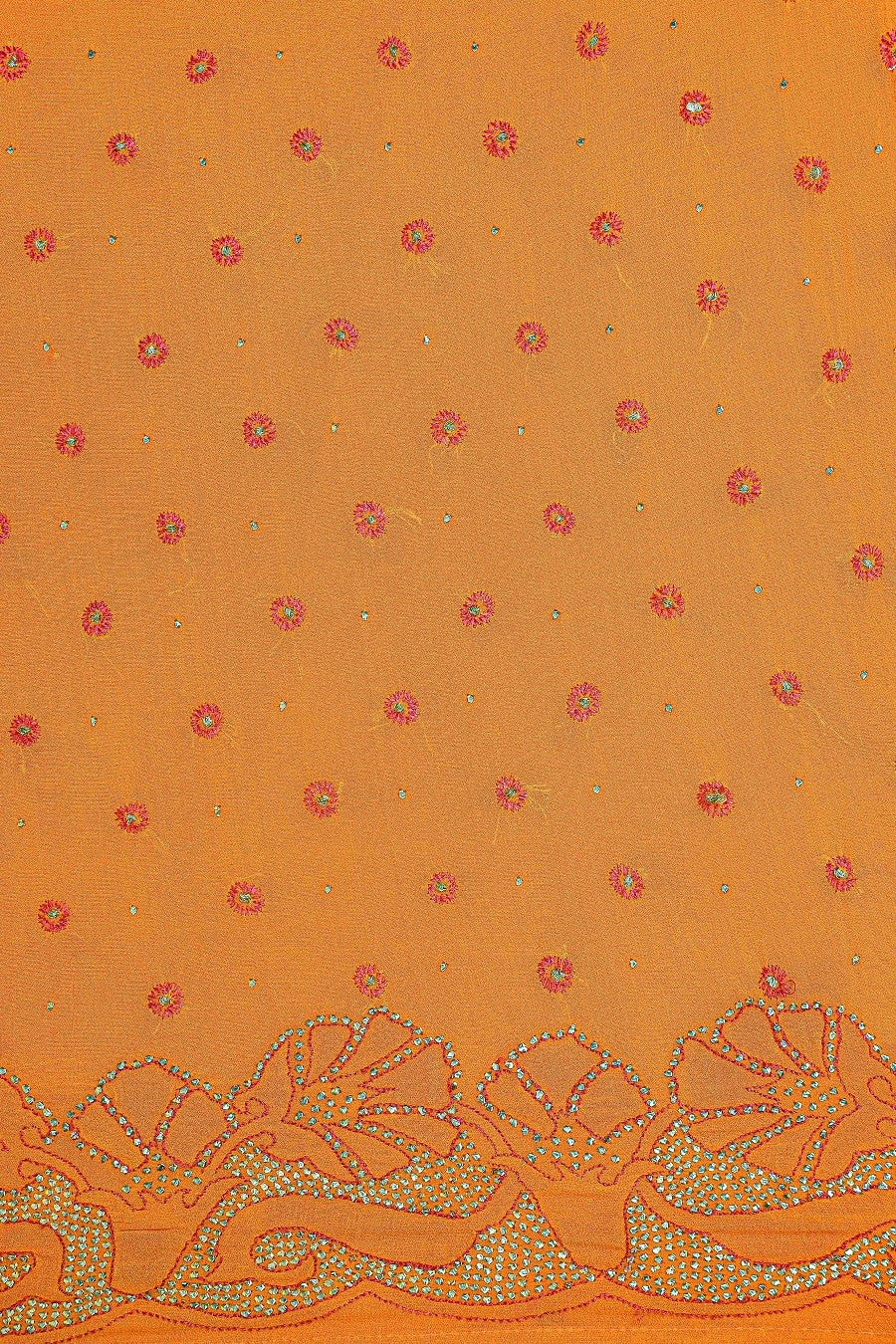 Ada Hand Embroidered Orange/Magenta Pure Georgette Semi-stitched Anarkali Kurta Dupatta Set With Muqaish Work A266362