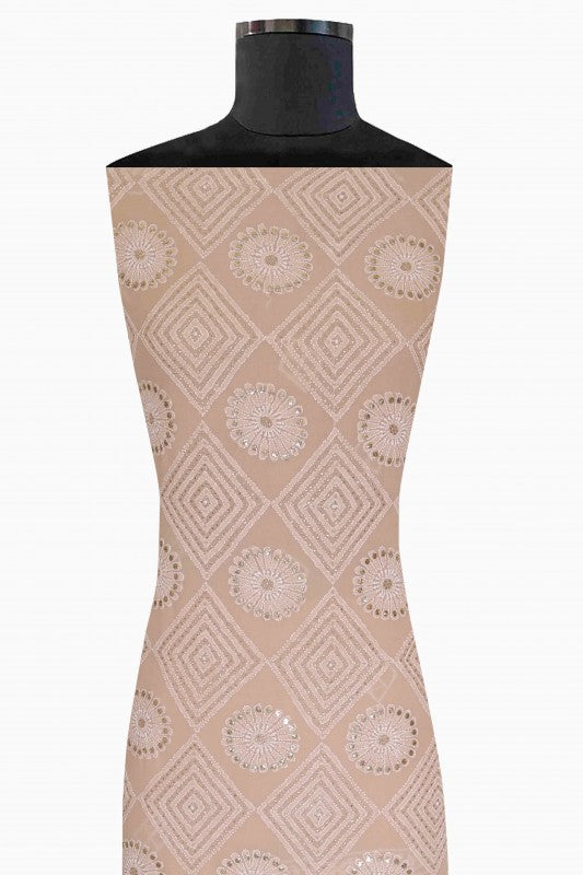 Ada Hand Embroidered Dusty Pink Pure Georgette Lucknowi Chikan Unstitched Kurta Piece With Muqaish Work-A576709