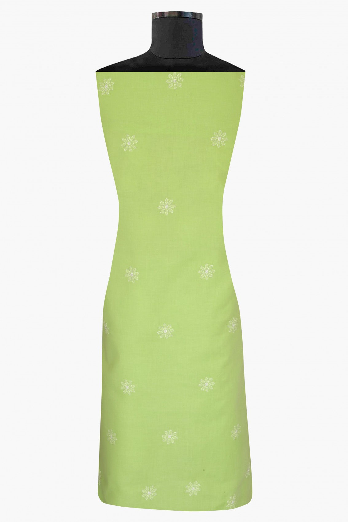 Ada Hand Embroidered Green/White Cotton Lucknowi Chikankari Unstitched Suit Piece A211201