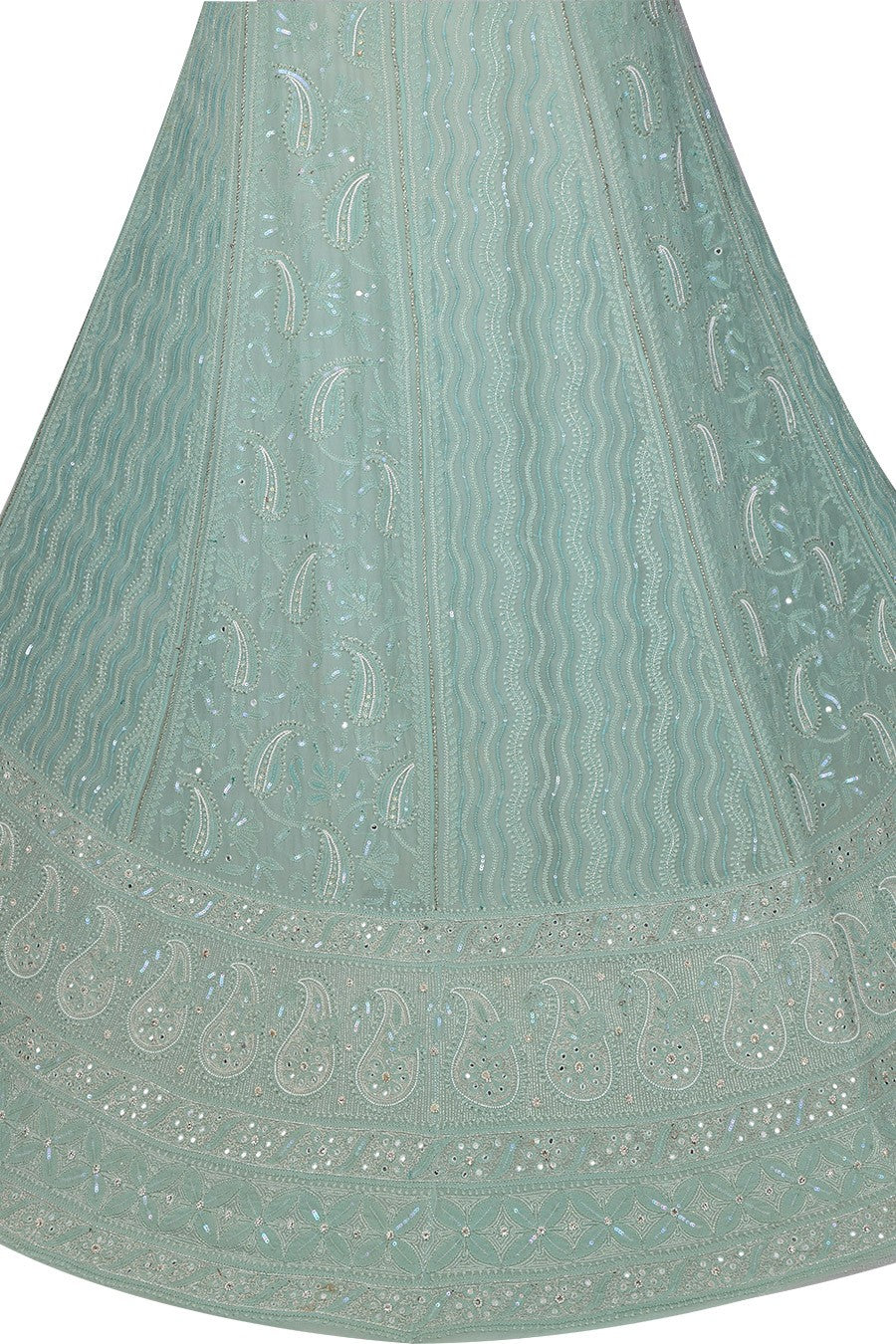 Ada Hand Embroidered Higgins Lake Grey Pure Georgette Lucknowi Chikankari Lehenga Set with Pearl & Sequinned Work A405333