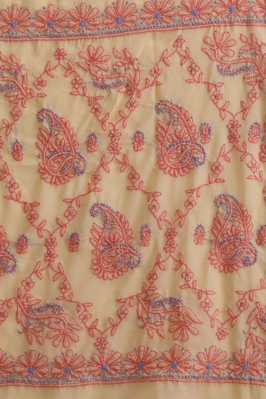 Ada Hand Embroidered Fawn Georgette Lucknowi Chikankari Saree With Blouse A159296